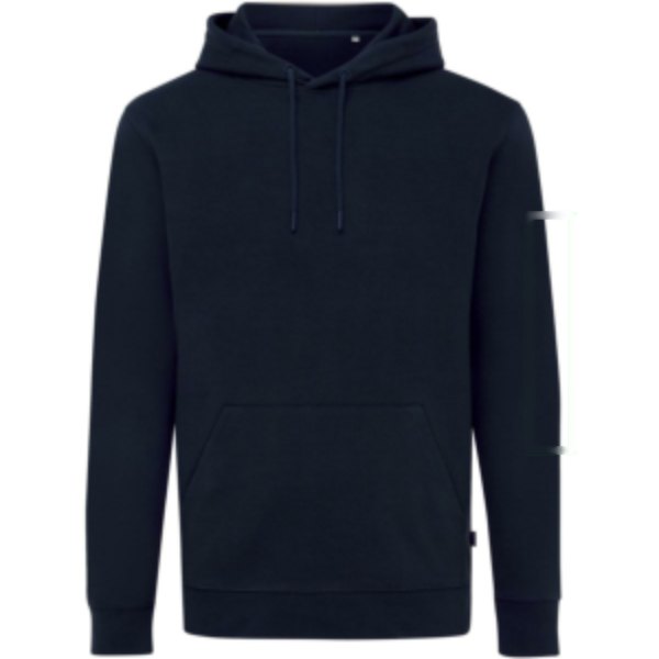 IQONIQ Jasper gerecycled katoen hoodie — drukvlak mouw links