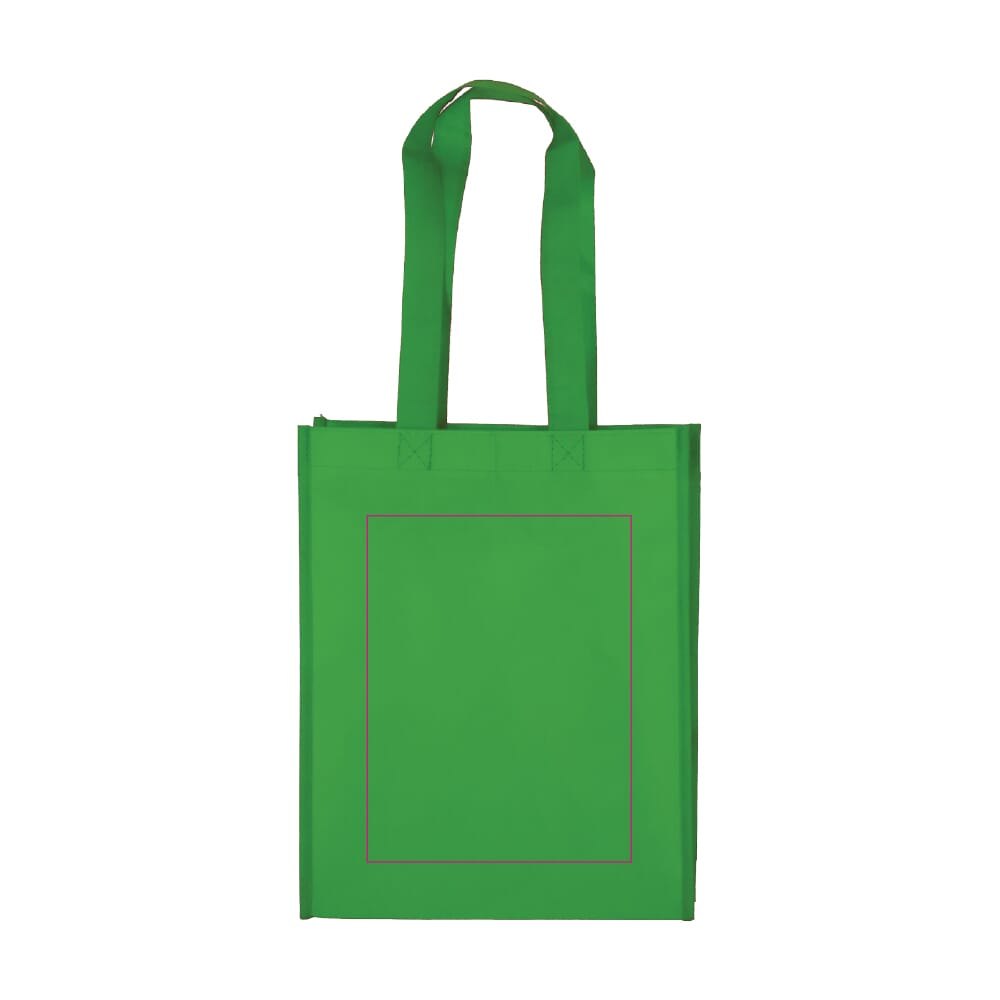R-PET Draagtas gelamineerd non-woven 24 x 11 x 30cm 105g/m² — drukvlak achterkant