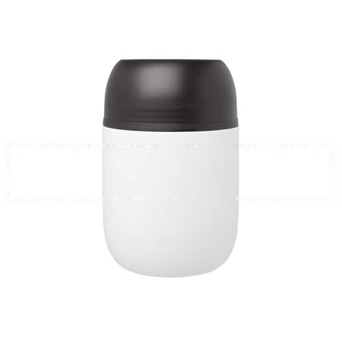 Supo 480 ml dubbelwandige lunchpot van gerecycled roestvrij staal met opvouwbare lepel — drukvlak rondom