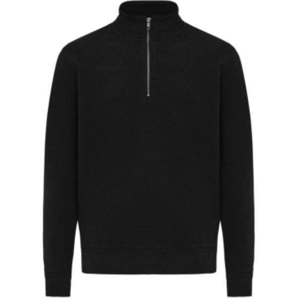 IQONIQ Elgon gerecycled katoen sweater met kwartritssluiting — drukvlak borst rechterzijde
