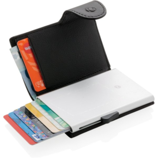 C-Secure aluminium RFID kaarthouder & portemonnee — drukvlak artikel binnenzijde