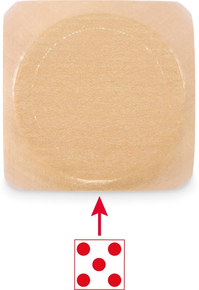 DADO - Schima houten dobbelsteen 5cm — drukvlak midden op de zijde