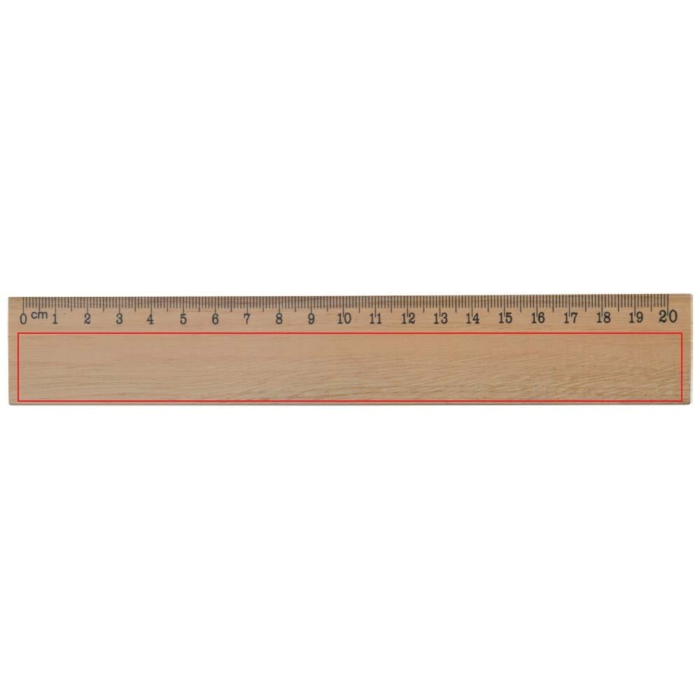 Houten liniaal 20cm — drukvlak voorzijde