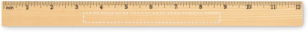 RULER30 - Houten liniaal 30cm — drukvlak inch zijde