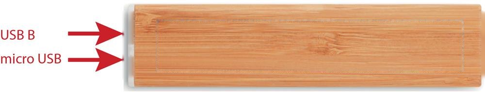 POWERBAM - 2200 mAh Bamboe powerbank — drukvlak rechts