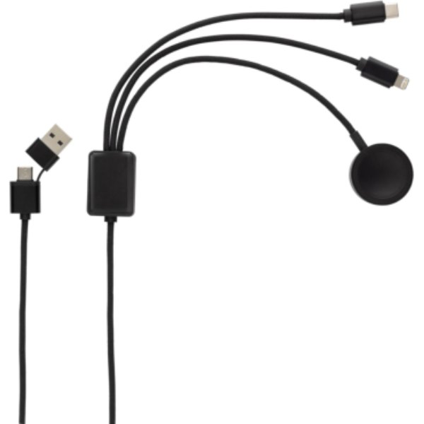 Terra RCS rPET 6-in-1 60W oplaadkabel met iWatch lader — drukvlak artikel voorzijde