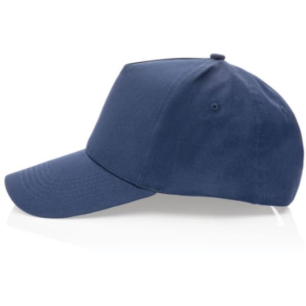 Impact AWARE™ 5 panel 190gr gerecycled katoenen cap — drukvlak artikel zijkant links