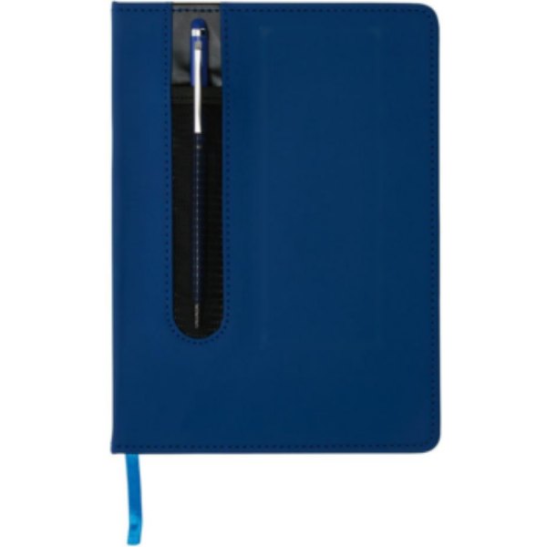 Standaard hardcover PU A5 notitieboek met stylus pen — drukvlak artikel voorzijde boven