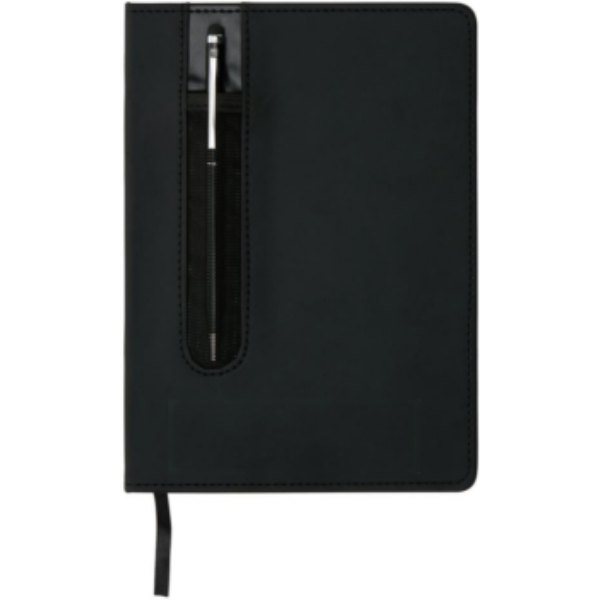 Standaard hardcover PU A5 notitieboek met stylus pen — drukvlak artikel voorzijde onder