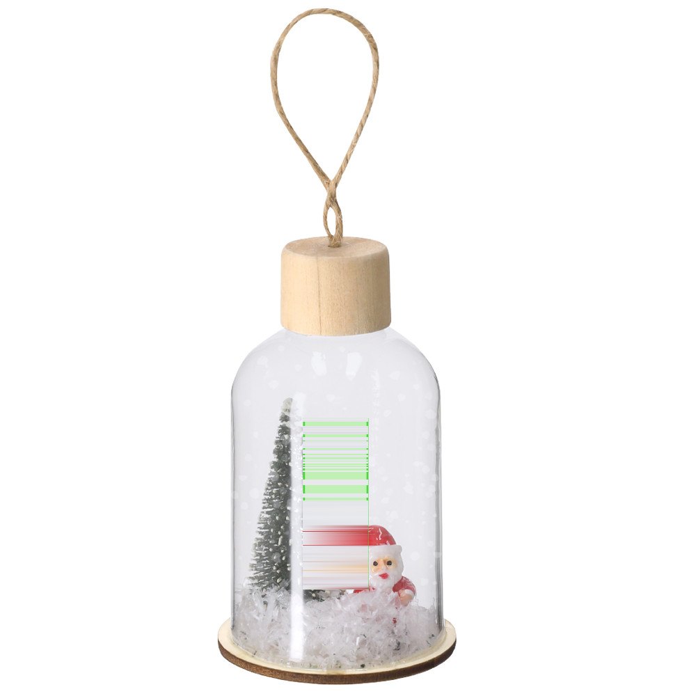 Kerstdecoratie Babek — drukvlak voorzijde op het glas