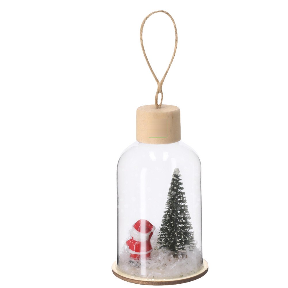 Kerstdecoratie Babek — drukvlak achterzijde houten dop