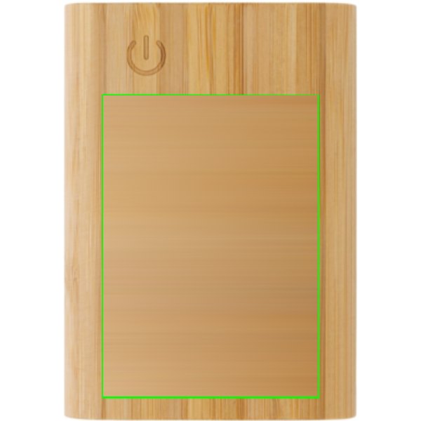 Bamboe 5.000 mAh powerbank — drukvlak artikel voorzijde