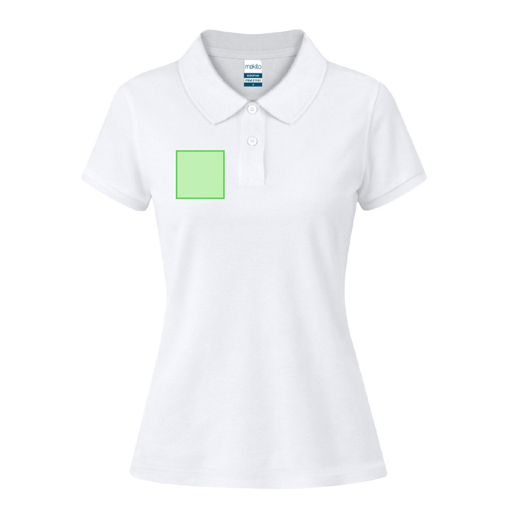 Dames Wit Polo Shirt Koupan — drukvlak rechterborst