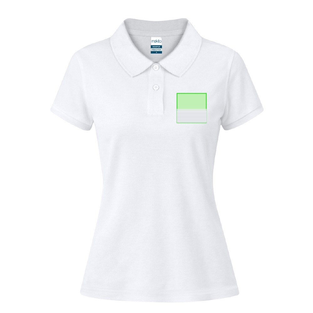 Dames Wit Polo Shirt Koupan — drukvlak linkerborst