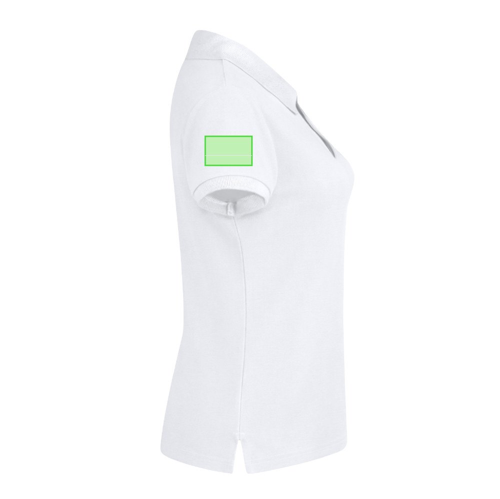 Dames Wit Polo Shirt Koupan — drukvlak rechtermouw