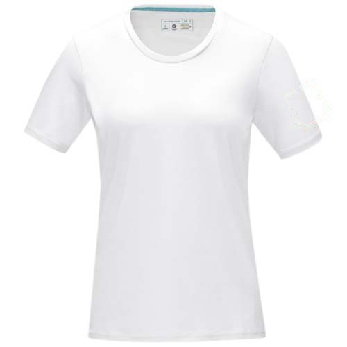Azurite dames T-shirt met korte mouwen biologisch textiel — drukvlak linker bicep