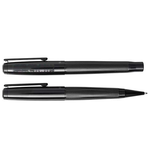 Gloss cadeauset met twee pennen (zwarte inkt) — drukvlak rollerbalpen dop