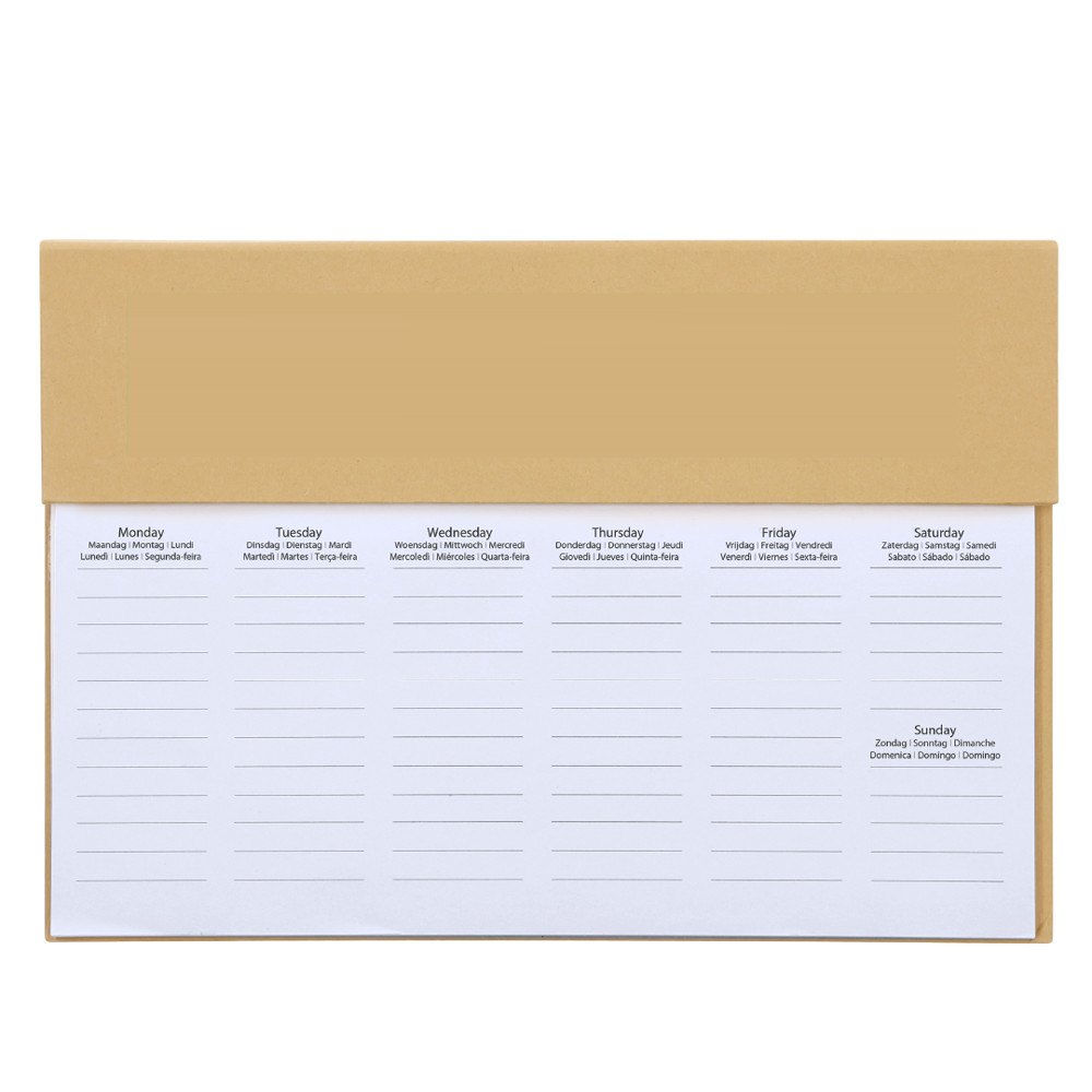 Weekplanner Isan — drukvlak bovenkant kartonnen flap
