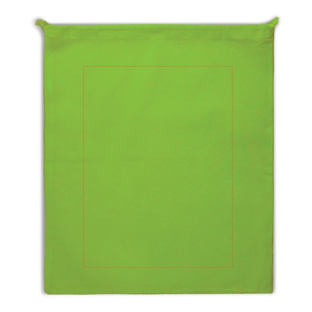 Herbruikbaar groente & fruit zakje OEKO-TEX® katoen 40x45cm — drukvlak midden op de voorkant
