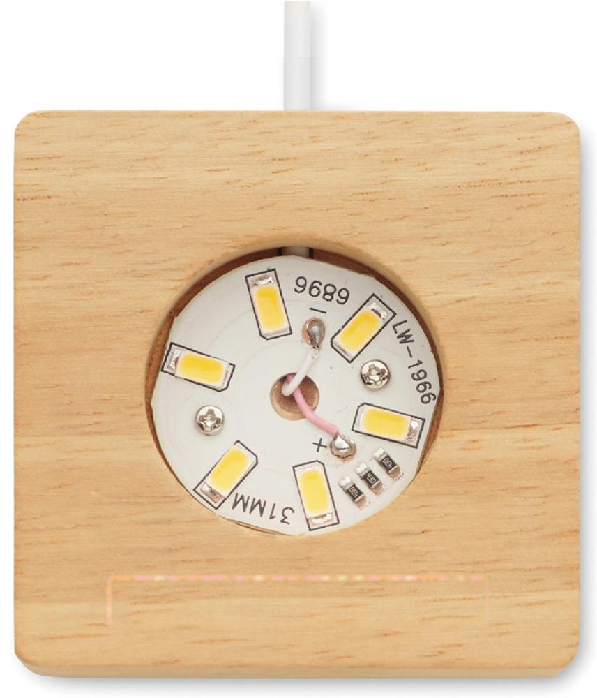 SANTA LIGHT - Kerst LED glas bol — drukvlak bovenkant houten voet