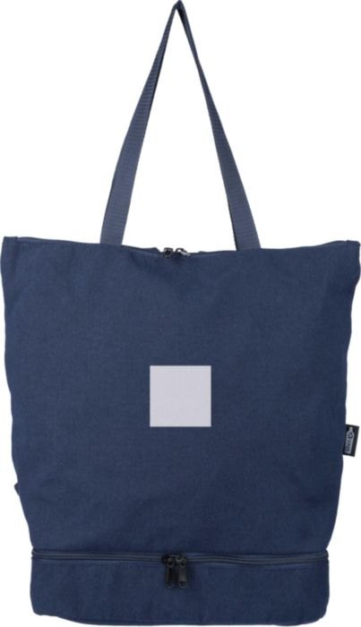 Gerecyclede polycotton (330 gsm) totepack Osric — drukvlak voorzijde