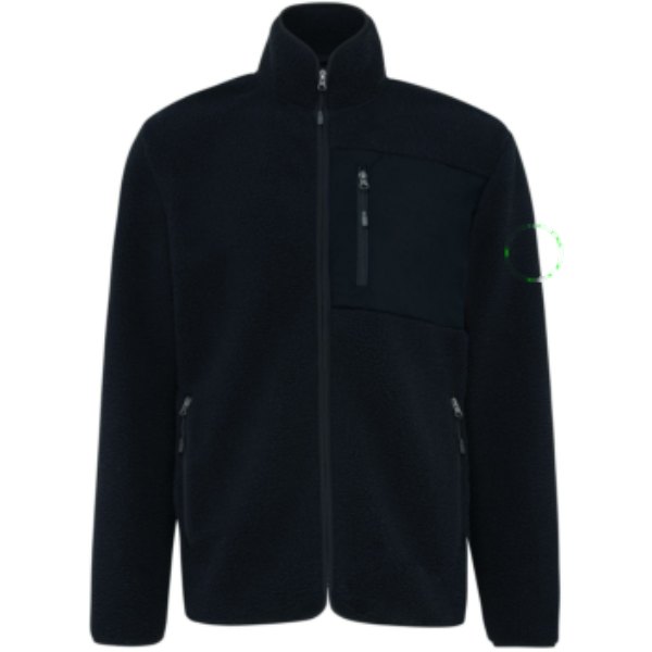 IQONIQ Diran gerecycled polyester pile-fleece jas — drukvlak mouw links