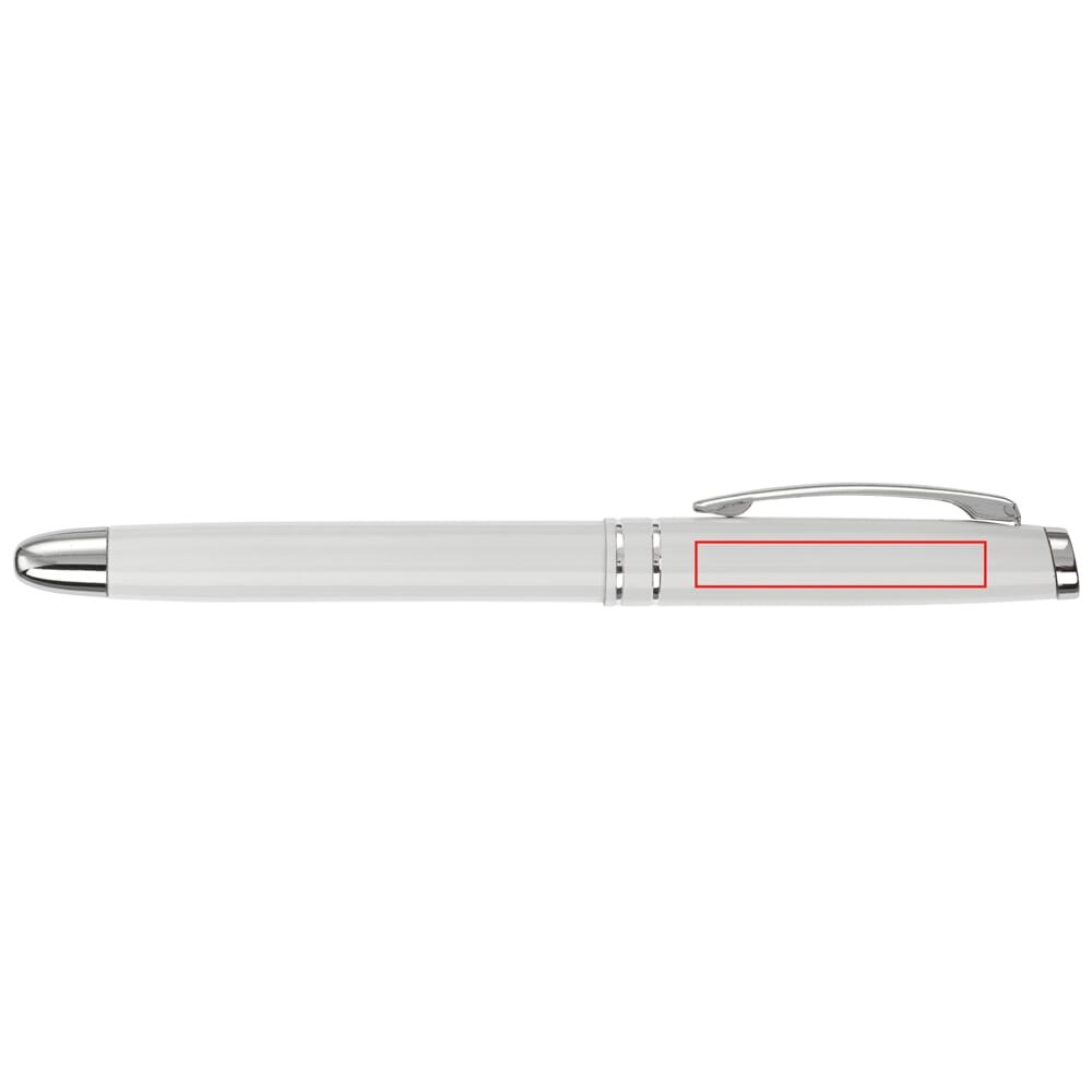 Rollerball two stripes aluminium — drukvlak 90 graden onder de clip