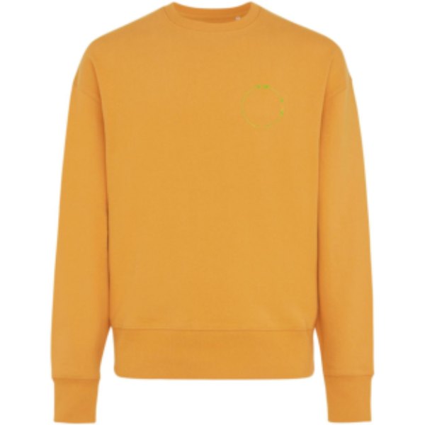 IQONIQ Kruger gerecycled katoen relaxed sweater — drukvlak borst linkerzijde