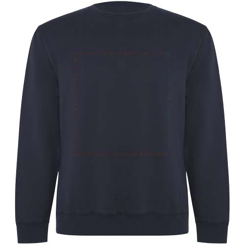 Batian 300 g/m² biologisch katoenen uniseks sweater met ronde hals — drukvlak impact volledige voorzijde