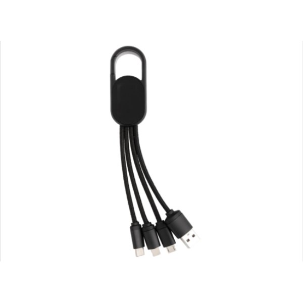 4-in-1 kabel met karabijnhaak — drukvlak artikel voorzijde