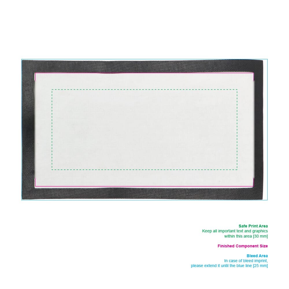 Barmat sublimatie 44 x 25 cm — drukvlak midden op de mat