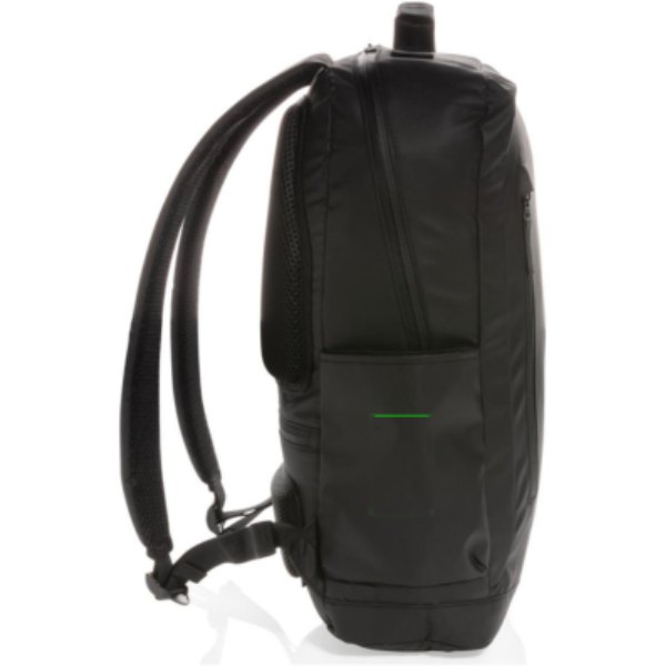 Fashion black PVC vrije 15.6" laptop rugtas — drukvlak artikel zijkant links