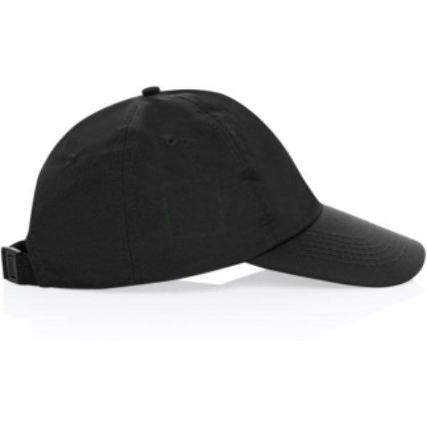 KENTO URBAN RCS gerecyclede nylon 5-panel adventure cap — drukvlak artikel zijkant rechts