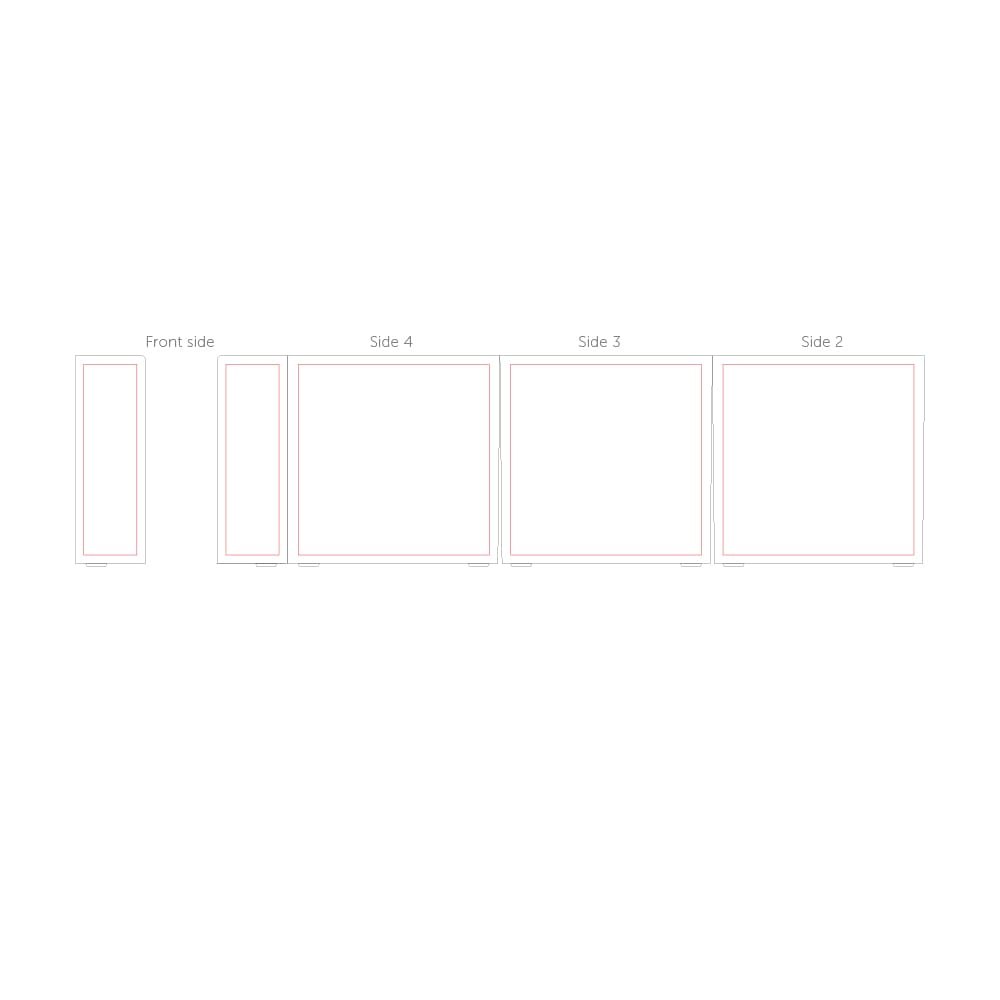 Papierkubus de luxe wit papier 10x10x10cm — drukvlak houder, 4 zijden rondom