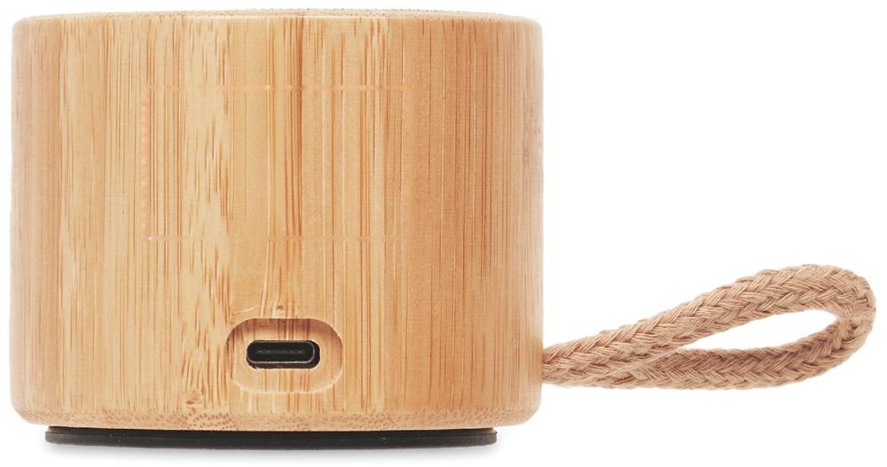 COOL - Draadloze bamboe luidspreker — drukvlak boven de usb-poort