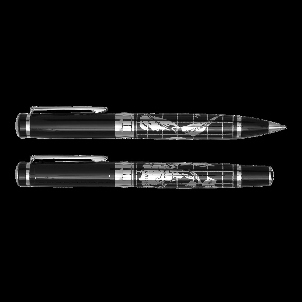 INTERCONTINENTAL - Exclusieve metalen pennenset — drukvlak op de rechts zijde op de clip van de rollerball pen dop