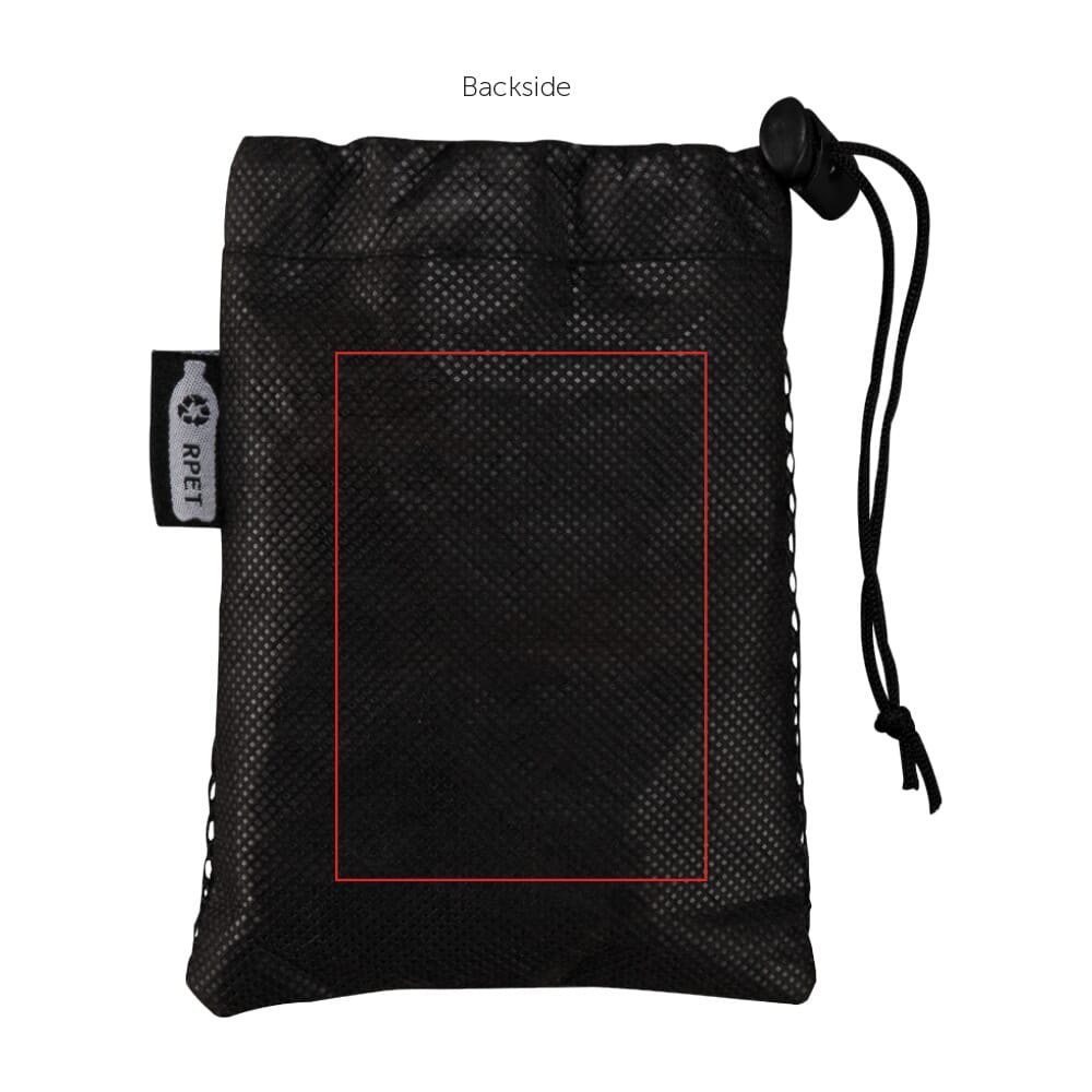 R-PET cooling towel 30x80cm — drukvlak op het zakje