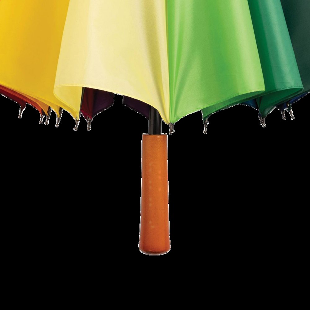 RAINBOW SKY - Golfparaplu in regenboogkleuren — drukvlak gecentreerd op het handvat