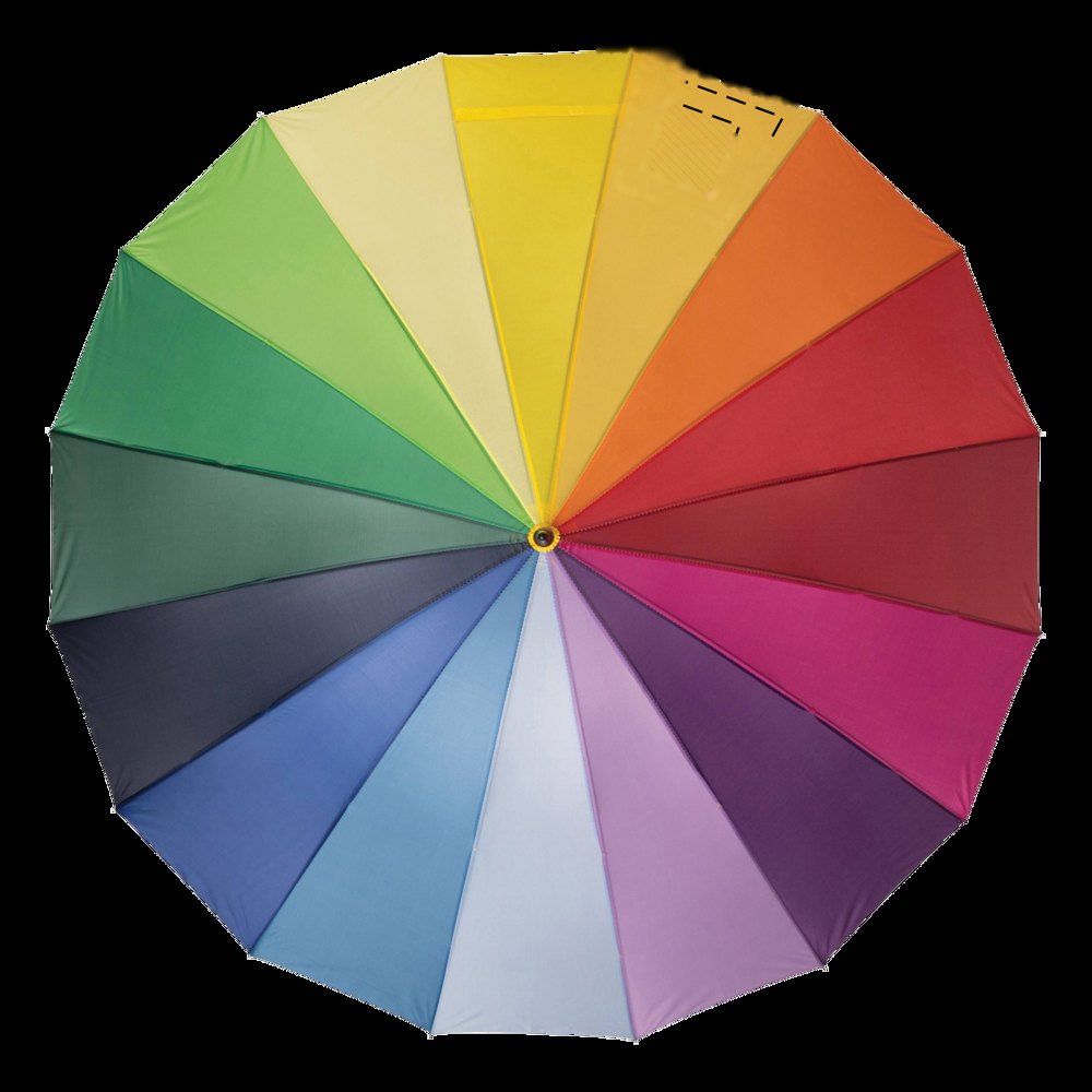 RAINBOW SKY - Golfparaplu in regenboogkleuren — drukvlak op segment 10