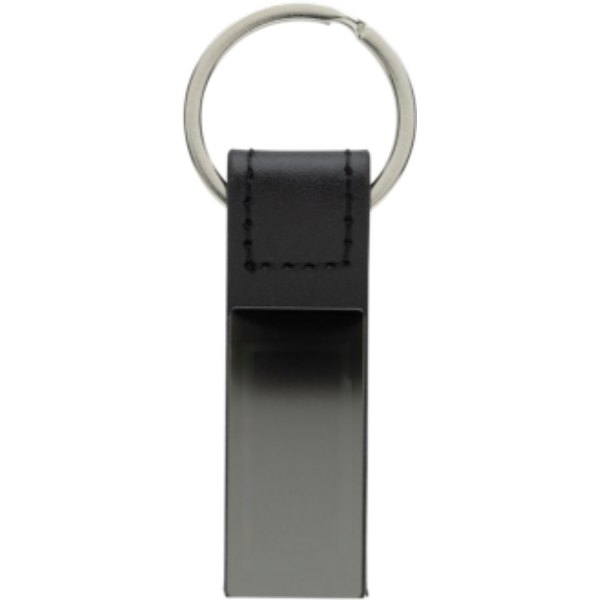 Luxe PU sleutelhanger RCS gerecycled zinc alloy — drukvlak artikel voorzijde