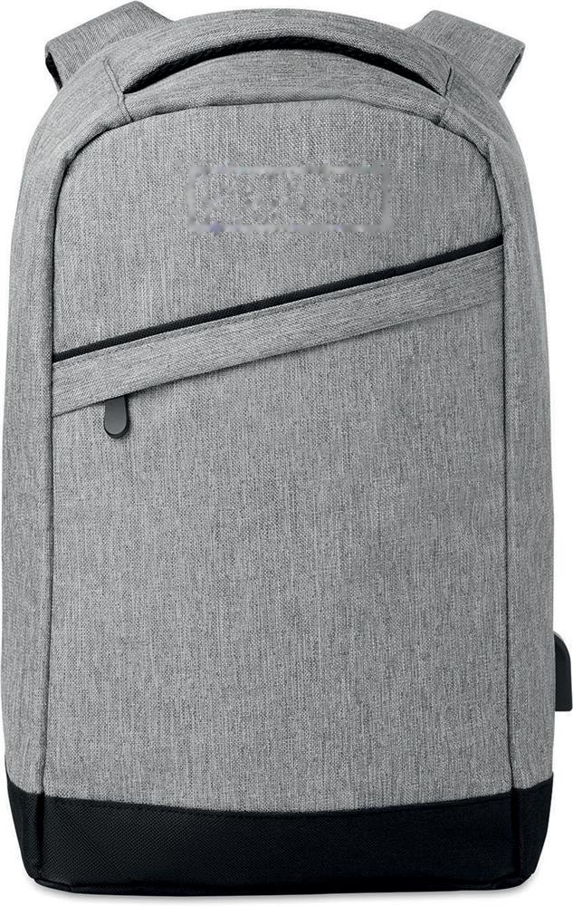 BERLIN - Nylon rugtas powerbank — drukvlak voorzijde bovenzijde