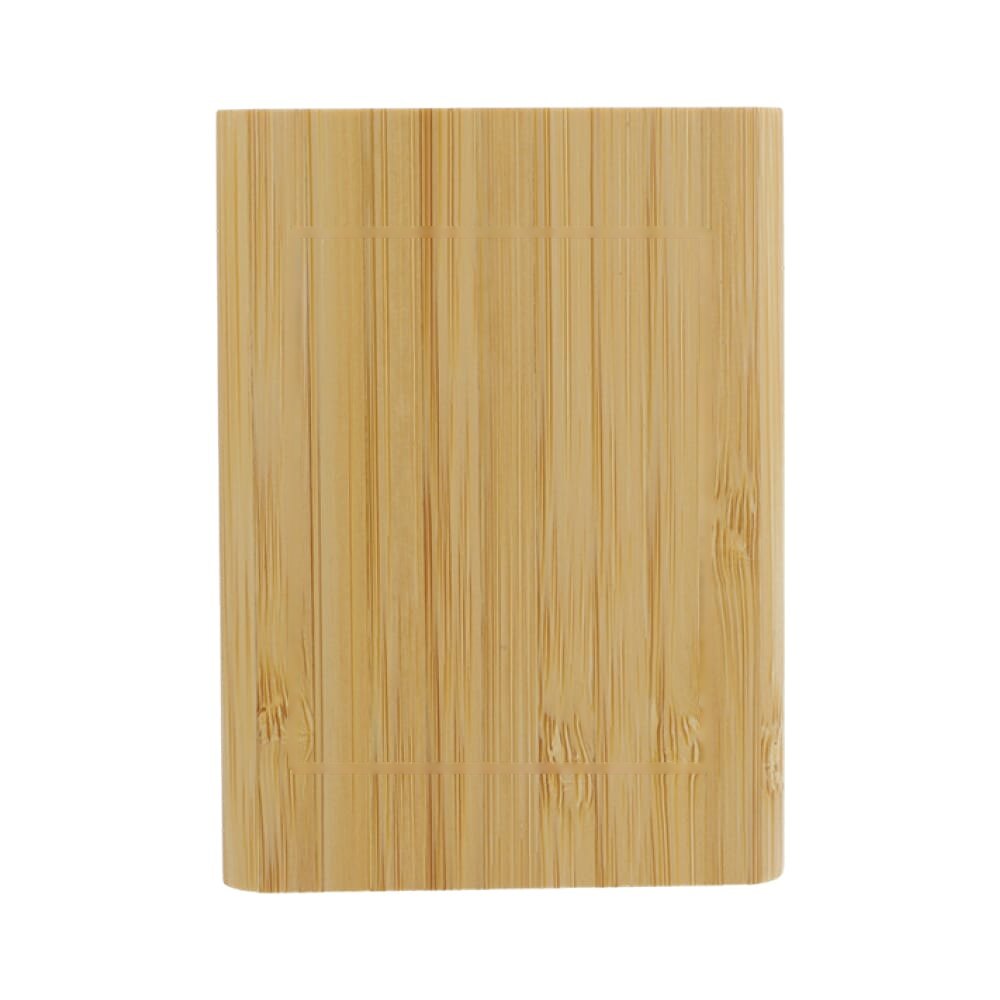 Powerbank Bamboo 5000 mAh — drukvlak midden op voorzijde