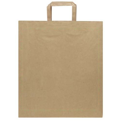 Kraft papieren tas 80–90 g/m² met platte handvatten – 32 x 17 x 39 cm — drukvlak achterzijde