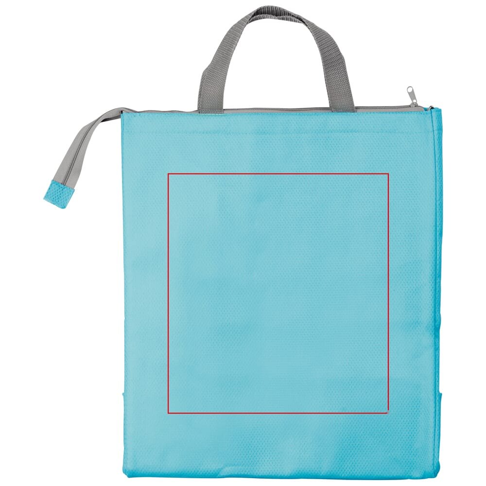 Koeltas non-woven 32.5 x 19.5 x 39 cm, 100 g/m² — drukvlak midden op de achterkant