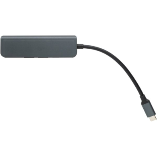 Terra RCS gerecycled aluminium hub met HDMI input — drukvlak artikel voorzijde