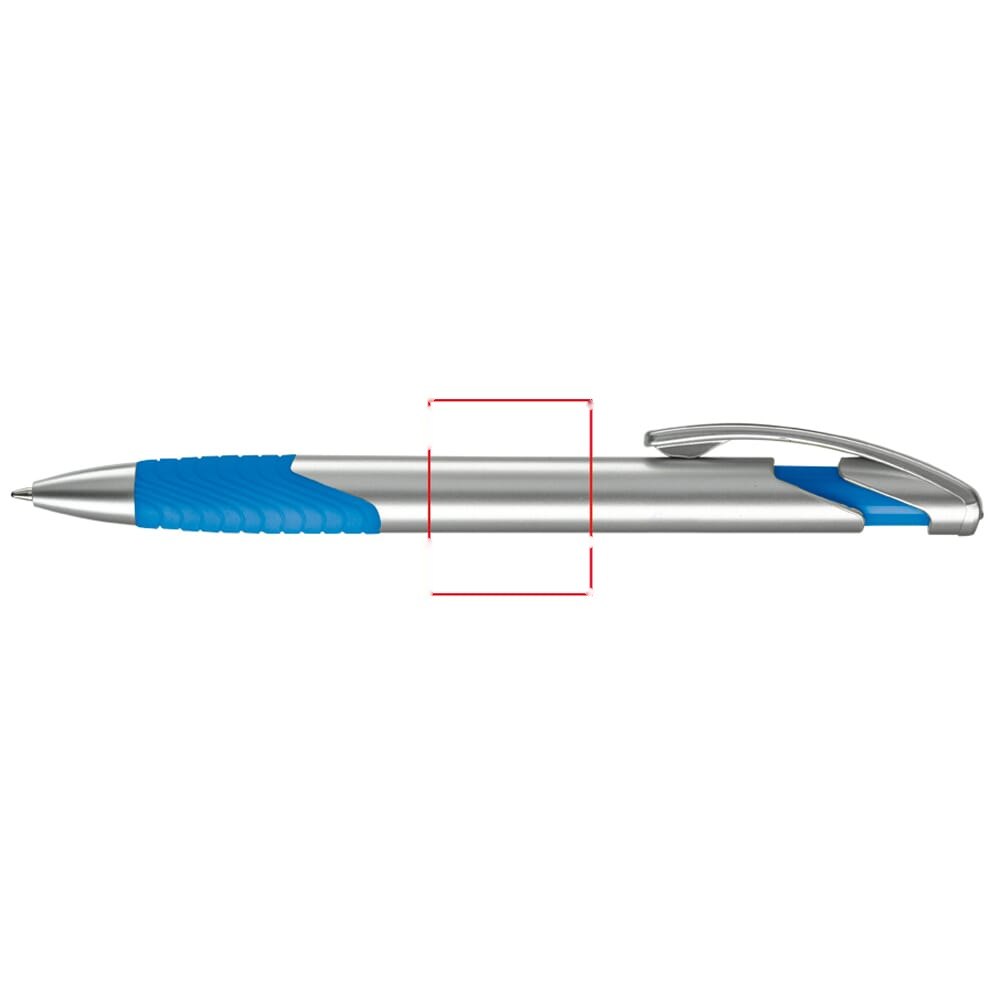 Balpen Zorro zilver hardcolour — drukvlak 90 graden van de clip