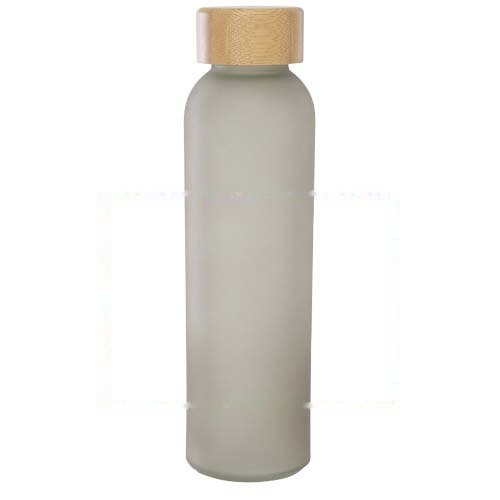 Lume 500 ml fles van mat natronkalkglas met bamboe deksel — drukvlak rondom