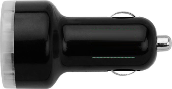 Dubbele USB oplader voor in de auto, 12V — drukvlak zijkant links