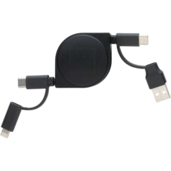 RCS standaard recycled plastic and TPE 4-in-1 kabel — drukvlak artikel bovenzijde