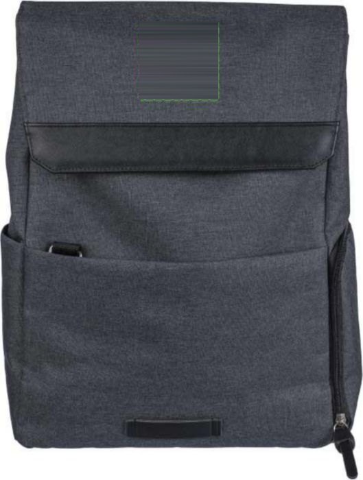 600D polyester canvas 15 inch laptop rugzak Dennis — drukvlak voorzijde boven